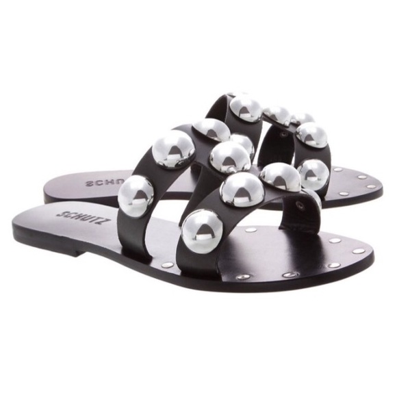 schutz benedita studded sandals